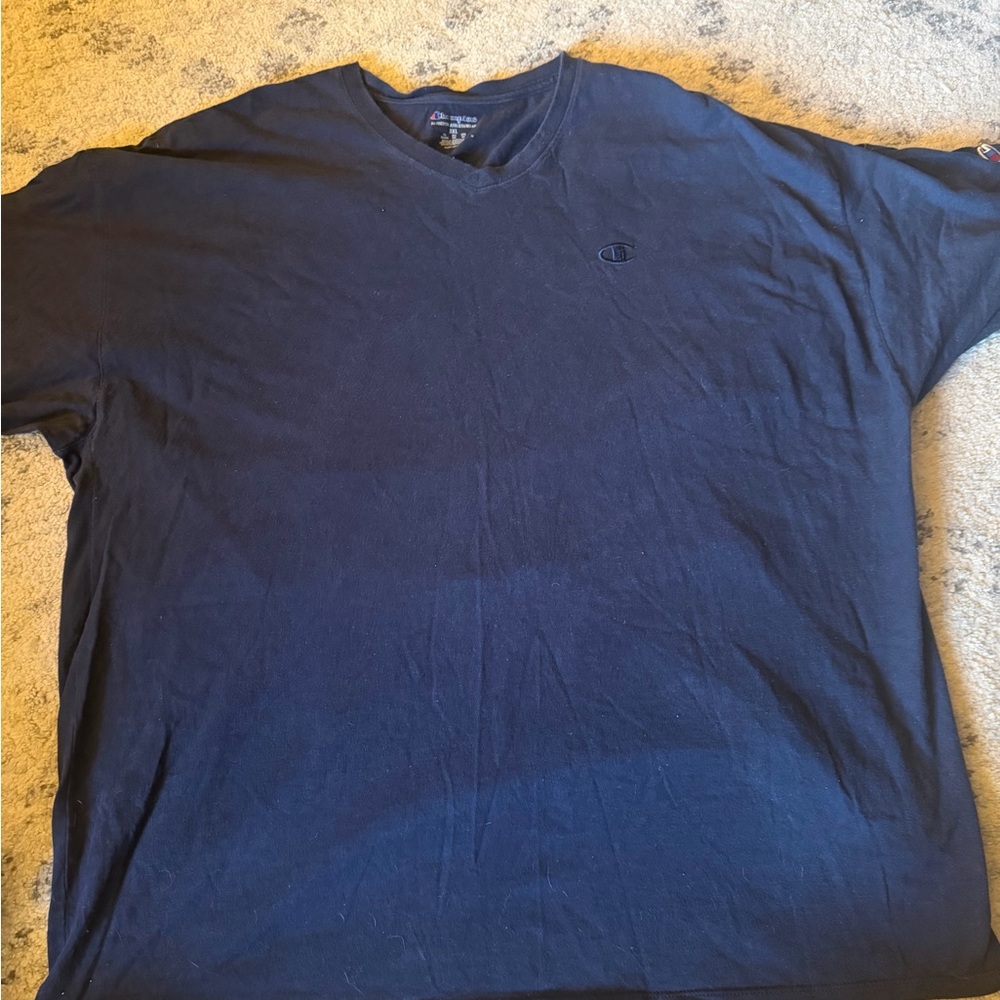 Champion Men's Dark Blue V-Neck Tee